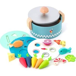 Vilac Puttekasse Hot Pot - trægryde med aktivitetsbakker (14x19x22 cm)