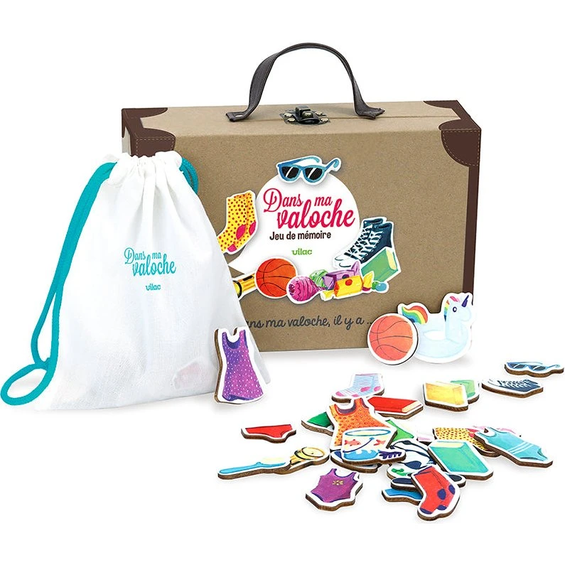 Vilac Pak din kuffert – huskespil i træ, 50 brikker