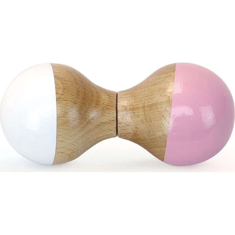 Vilac træ-maracas, hvid og lyserød (5,5×12×5,5 cm)