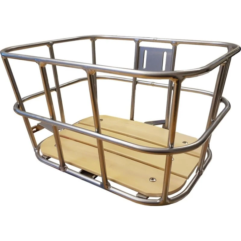 Bike Attitude Alu sølv frontkurv med træbund