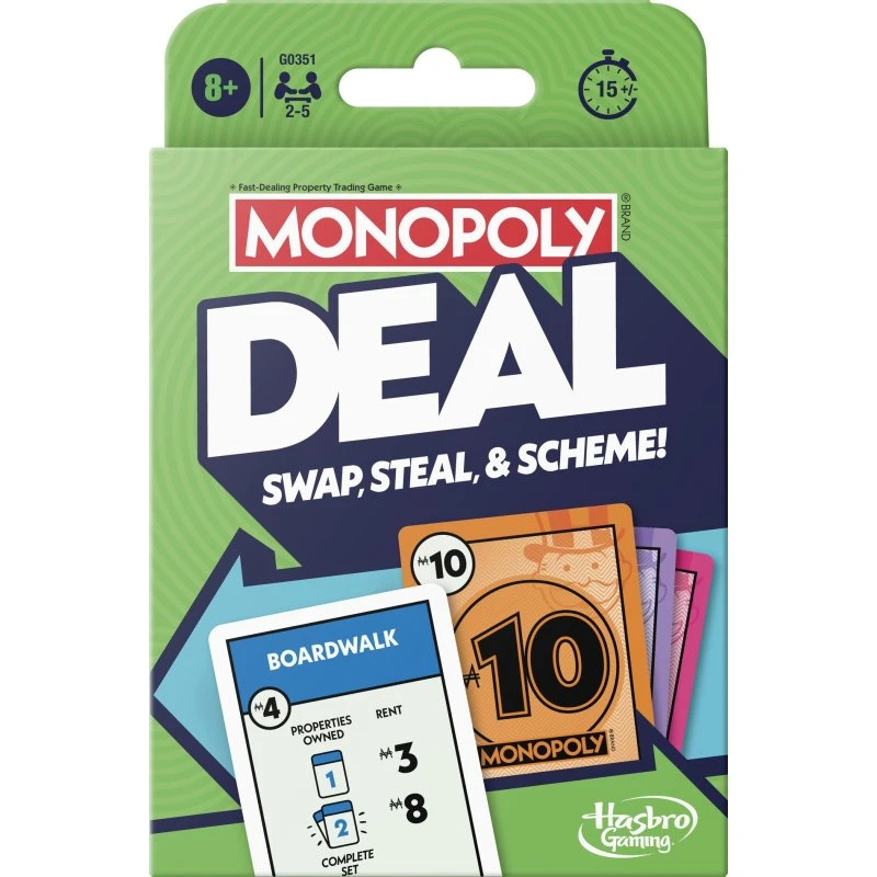 Hasbro Monopoly Deal kortspil med ejendomshandel - 110 kort