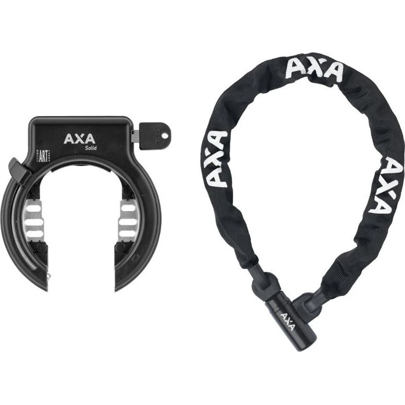 AXA Solid + LINQ City100 ringlås m. plug-in og kædelås, sort