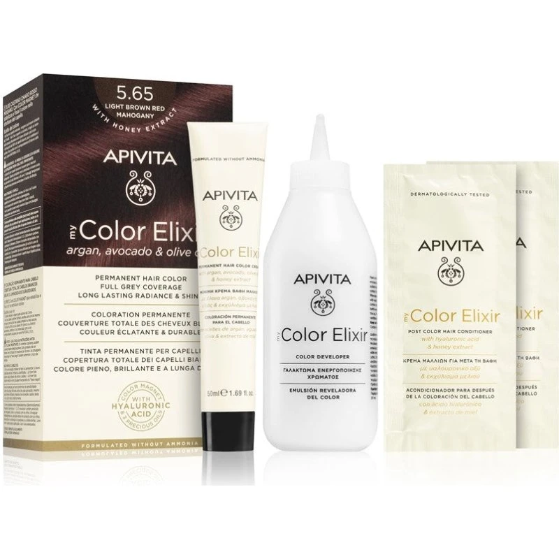 Apivita Min Colore Elixir 5,65 Lysebrun Rød Mahogni - Uden Ammoniak