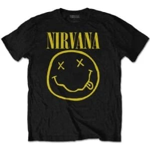 Nirvana Gul Smiley T-shirt - Størrelse L
