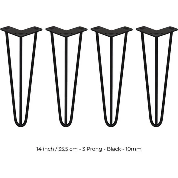 SkiSki Hårnålsben 35 cm - 3 stænger - 10 mm - Sort
