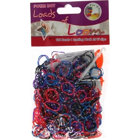 Loom bands Polka Dots Set 600 stk. med S-clips