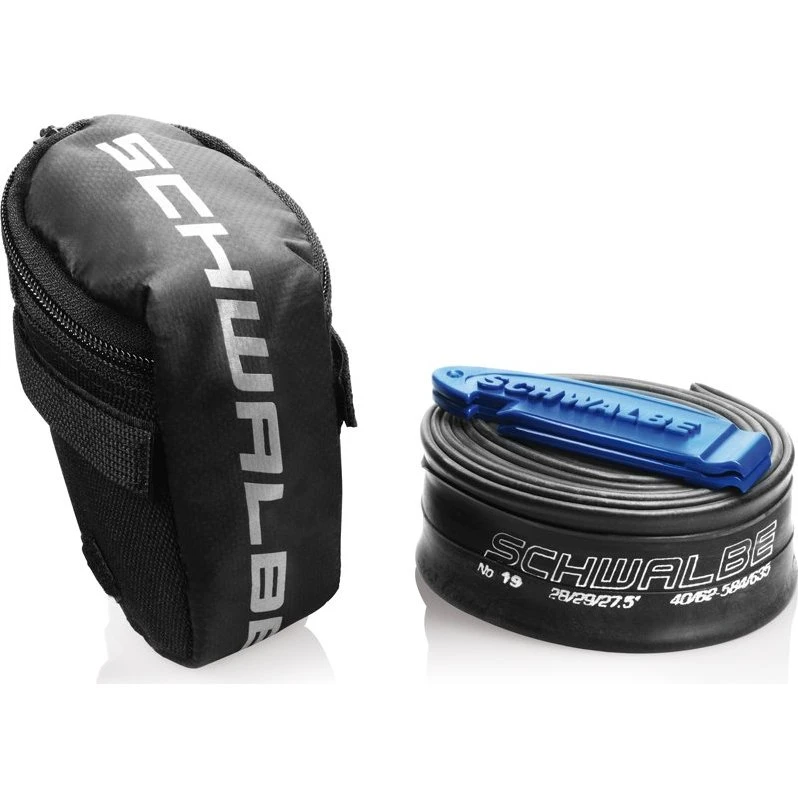 Schwalbe sadeltaske med 26" slange og dækjern