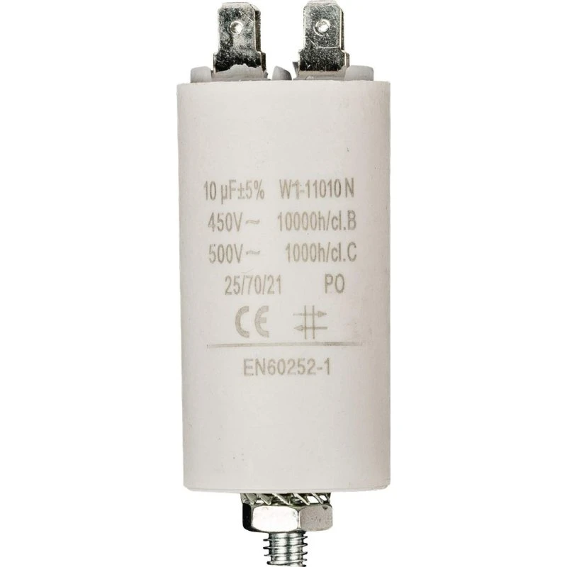 Kondensator 10.0uF 450V med jord og stikben (35x70 mm)
