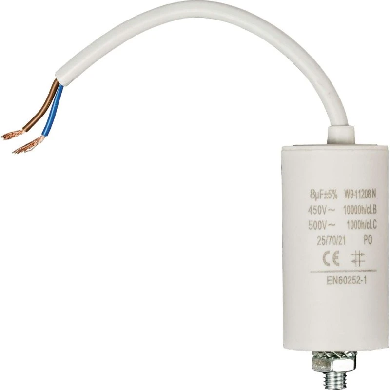 Kondensator 8.0uF 450V med 250mm kabel (35x70 mm)
