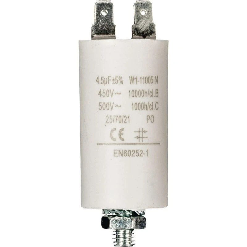 Kondensator 4,5uF 450V med jord (30 x 57 mm)