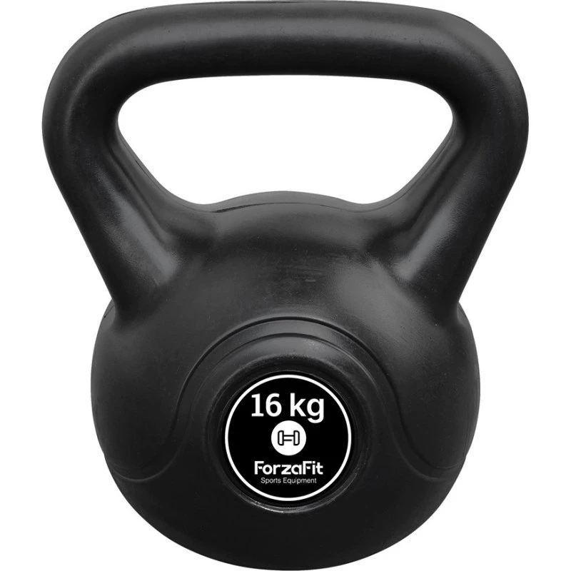 Kettlebell 16 kg - Sort plastik - til indendørs og udendørs brug