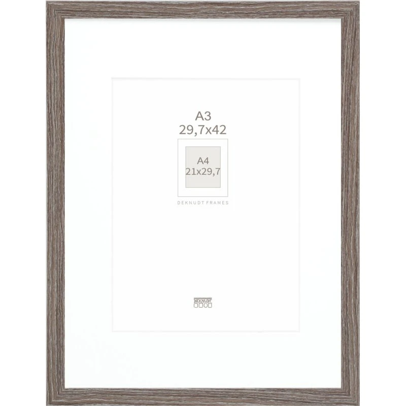 Deknudt S66KH3 P1 Billedramme - 29,7x42 cm - Træ/Grå med Passepartout