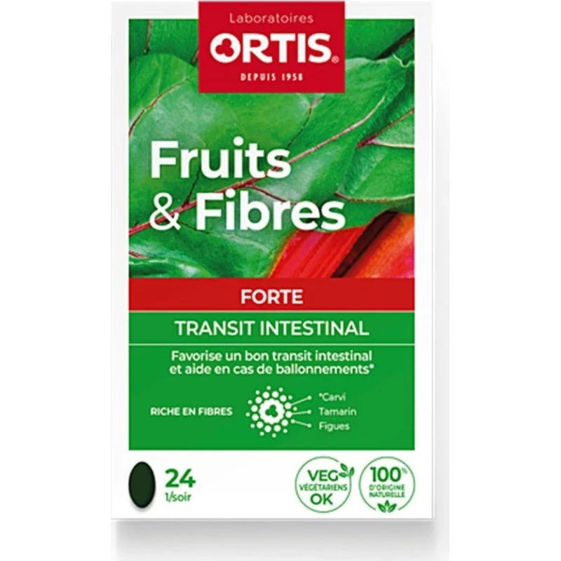 Ortis Frugt & Fiber Stærk Intestinal Transit - 24 tabletter