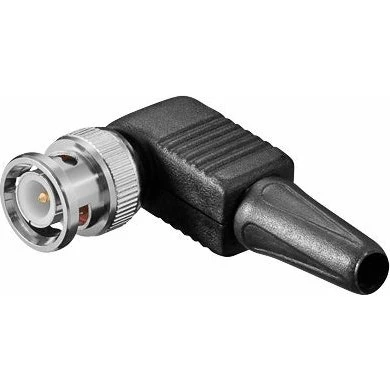 BNC hanstik 90° med skrueforbindelse og PVC krave til RG58