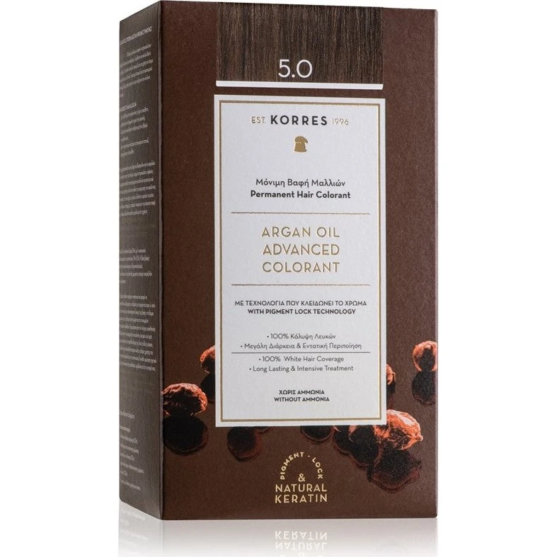 Korres Argan Oil Permanent Hårfarve 5.0 Lysebrun