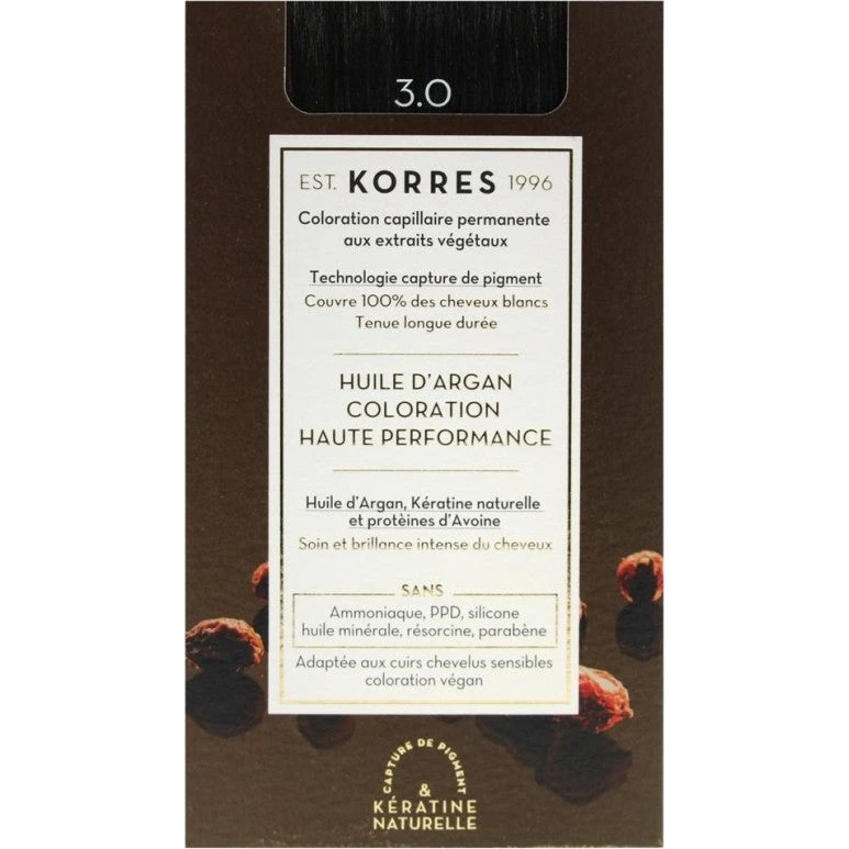 Korres Argan Oil Permanent Hårfarve 3.0 Mørkebrun