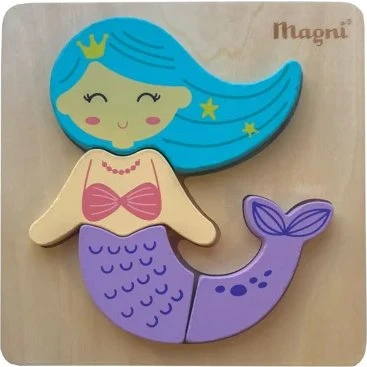 Magni Havfrue puslespil i 100% FSC-træ, 4 brikker