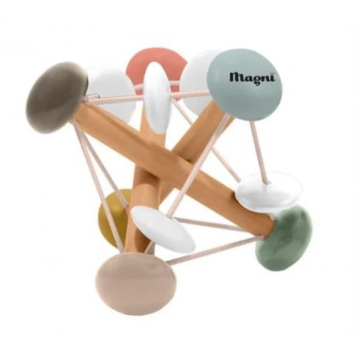 Magni Elastik-rangle / aktivitetsbold i træ, pastel
