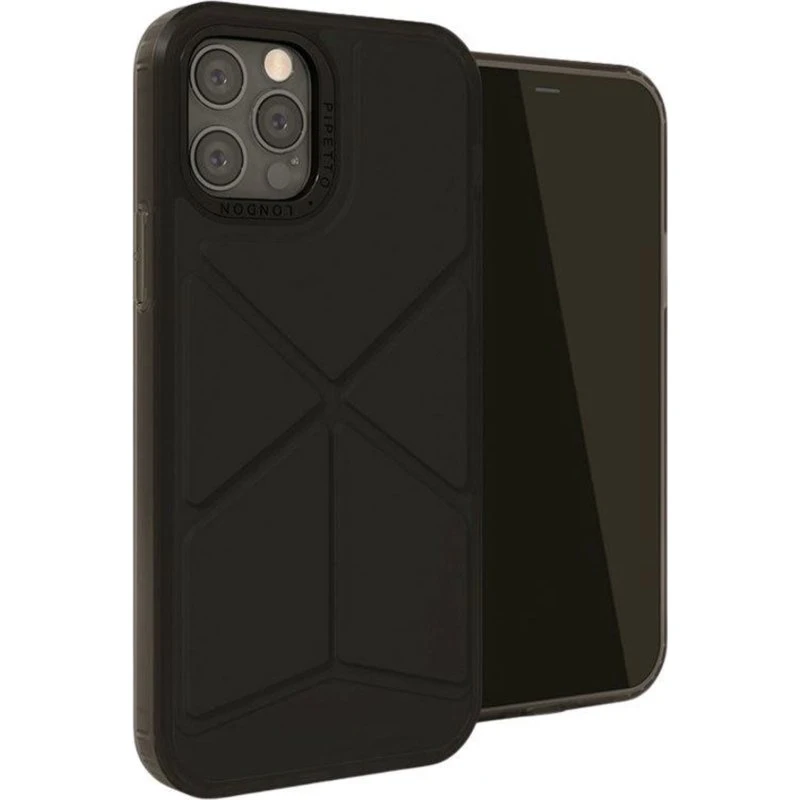 Pipetto Origami Snap Cover til iPhone 12/12 Pro - Sort