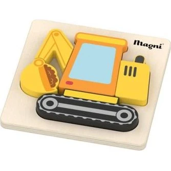 Magni Gravemaskine puslespil - FSC 100% træ, 4 brikker