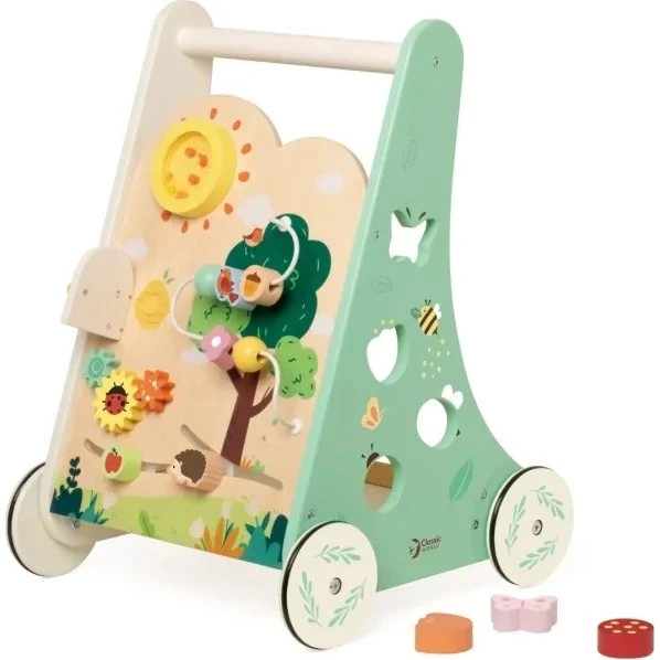 Wooden Forest Walk trægåvogn med aktivitetslegetøj