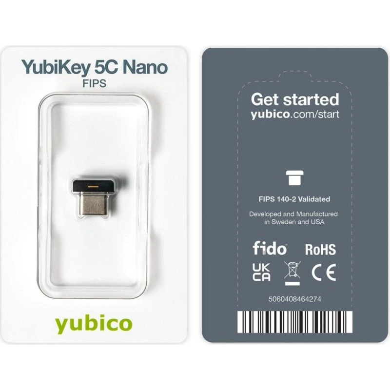 Yubico YubiKey 5C Nano FIPS Sikkerhedsnøgle, USB Type-C