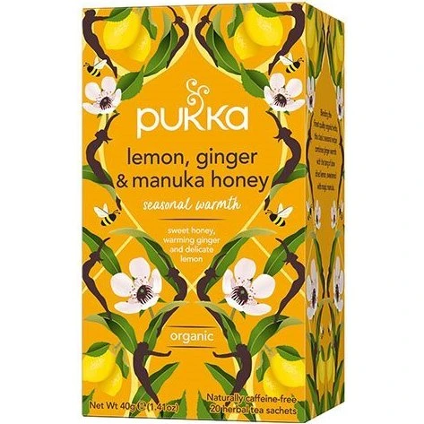 Pukka Lemon, Ginger & Manuka Honey Te, Økologisk, 20 stk.