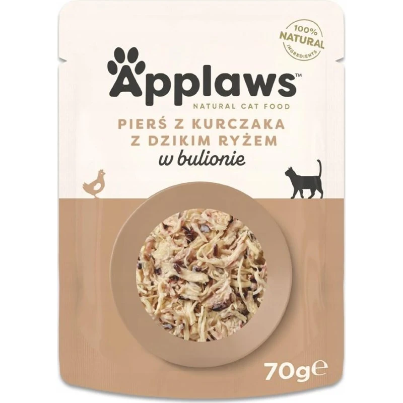 Applaws Vådfoder til katte: Kyllingebryst med vildris i bouillon 70 g