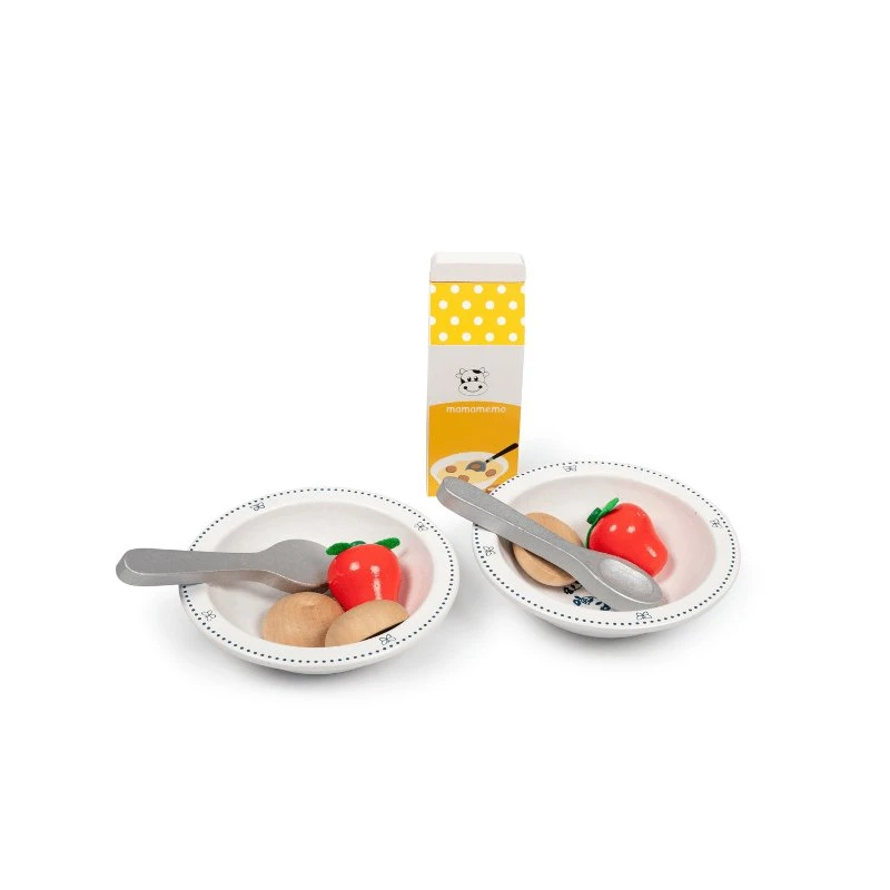 Mamamemo Koldskål Sæt i Træ – Legetøjsservice til Børn