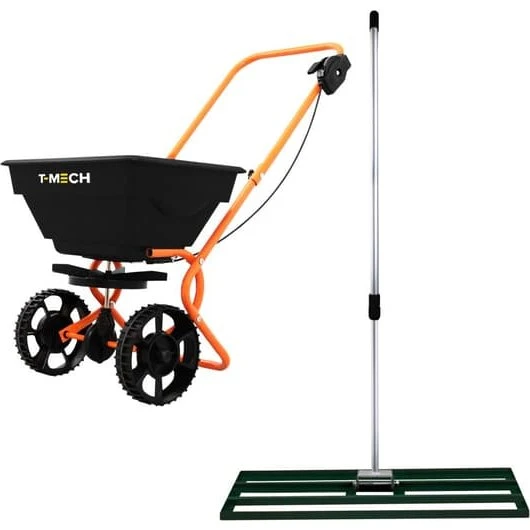 Græsudjævner & Roterende Spreder Sæt 50/100 cm - Grøn/Orange