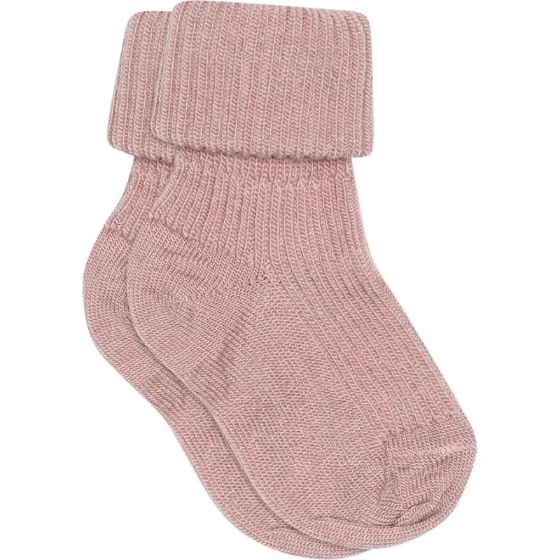 Baby ankelstrømper i merino uld - Wood Rose 15/16