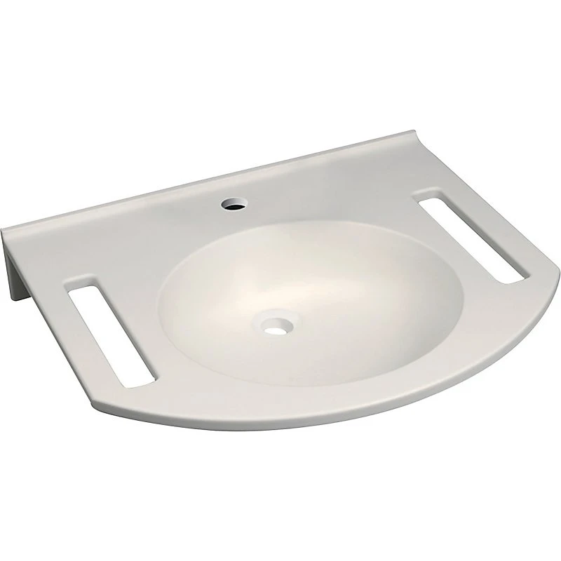 Geberit Publica håndvask med integreret greb, 600x550mm, Alpin-hvid