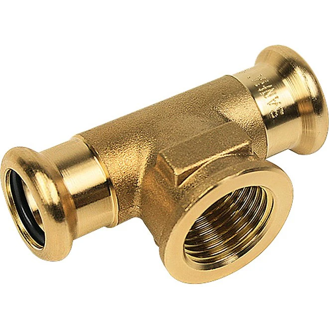 Kobber Cu Press Tee 28 mm med indvendigt gevind