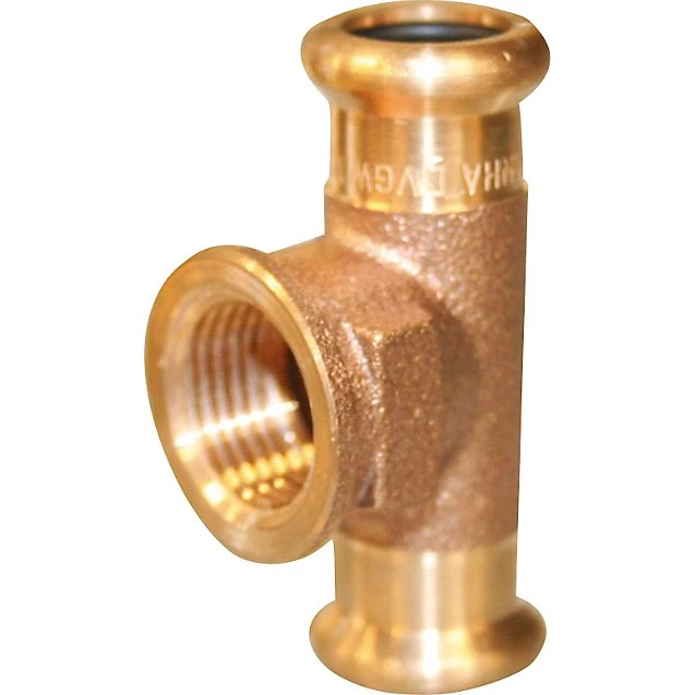 Kobber Cu Press Tee 15 mm med indvendigt gevind