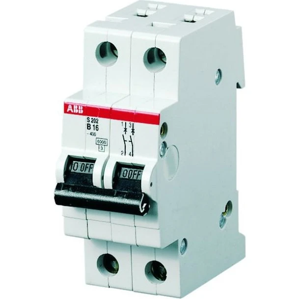 ABB Automatsikring 2-polet S202-K1 1A 6kA/10kA