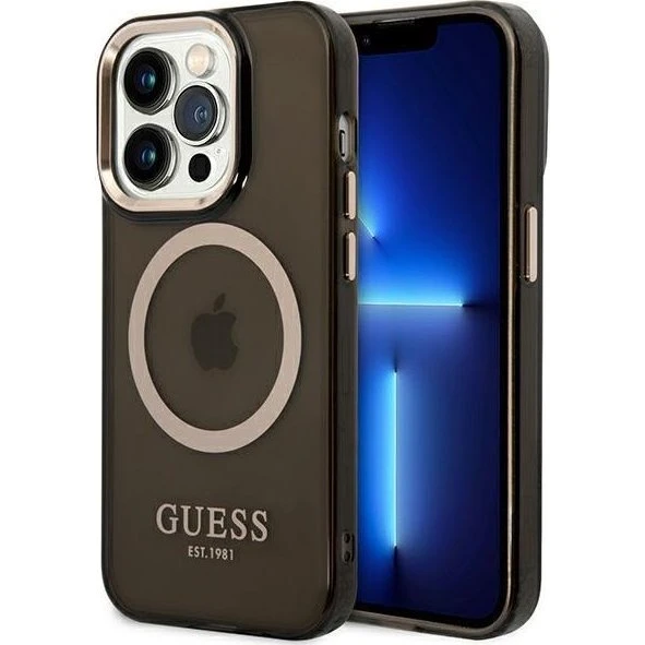 Guess GUHMP14LHTCMK iPhone 14 Pro Cover - Sort med Guld Outline