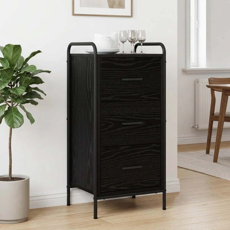 vidaXL Sideboard Sort Eg 97 x 33 x 81 cm