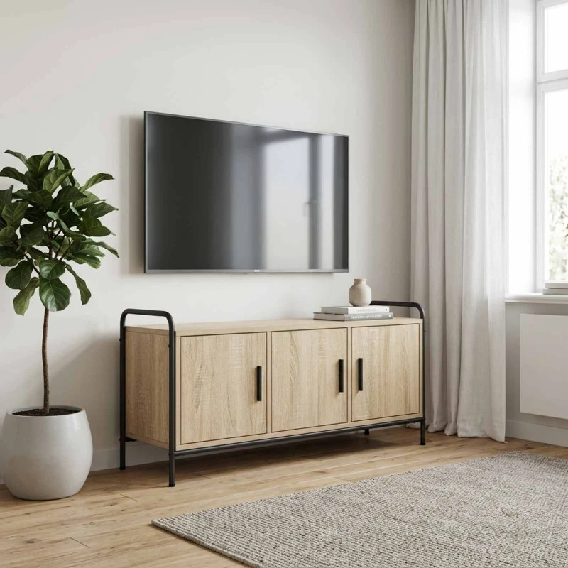 vidaXL TV-skab 79,5 x 33 x 50 cm i Sonoma-eg med stålramme