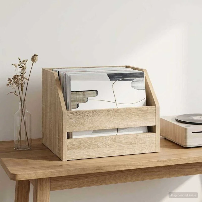 vidaXL Vinylalbum kasse Sonoma-eg, 38 x 30 x 29 cm