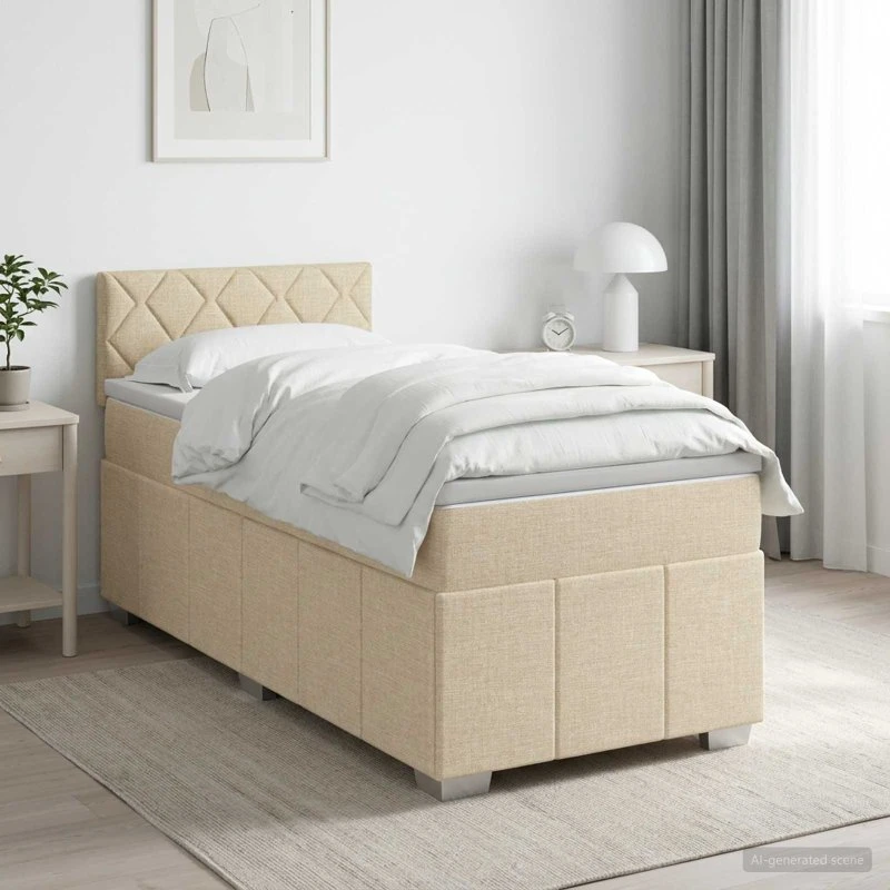 vidaXL Boxmadras med topmadras, cremefarvet, 90 x 200 cm