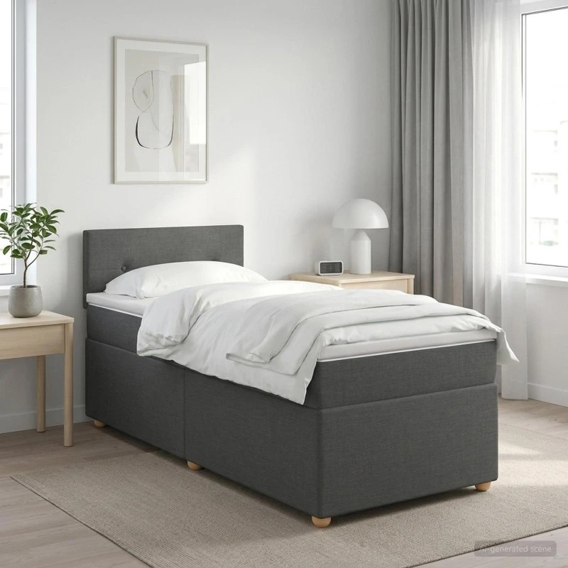 vidaXL Boxmadras med topmadras Mørkegrå 90 x 200 cm