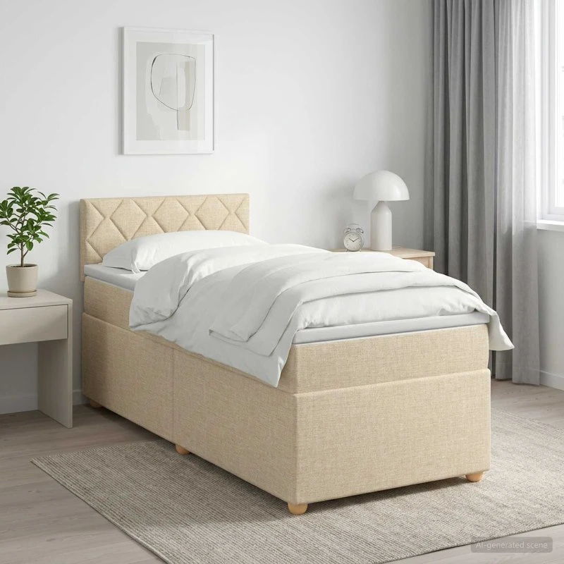 vidaXL Boxmadras med topmadras, Cremefarvet, 90 x 190 cm