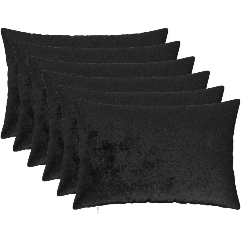 vidaXL HEERLEN Pudebetræk 6 stk - Sort - 40 x 60 cm - Flannel