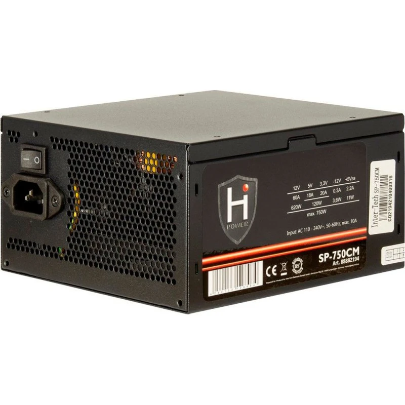 Inter-Tech HiPower SP-750CM 750W ATX strømforsyning, sort
