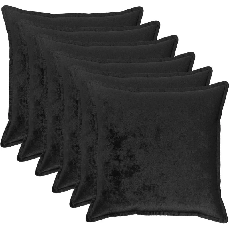 vidaXL HOUTEN Pudebetræk 6 stk. Sort 65 x 65 cm Flannel