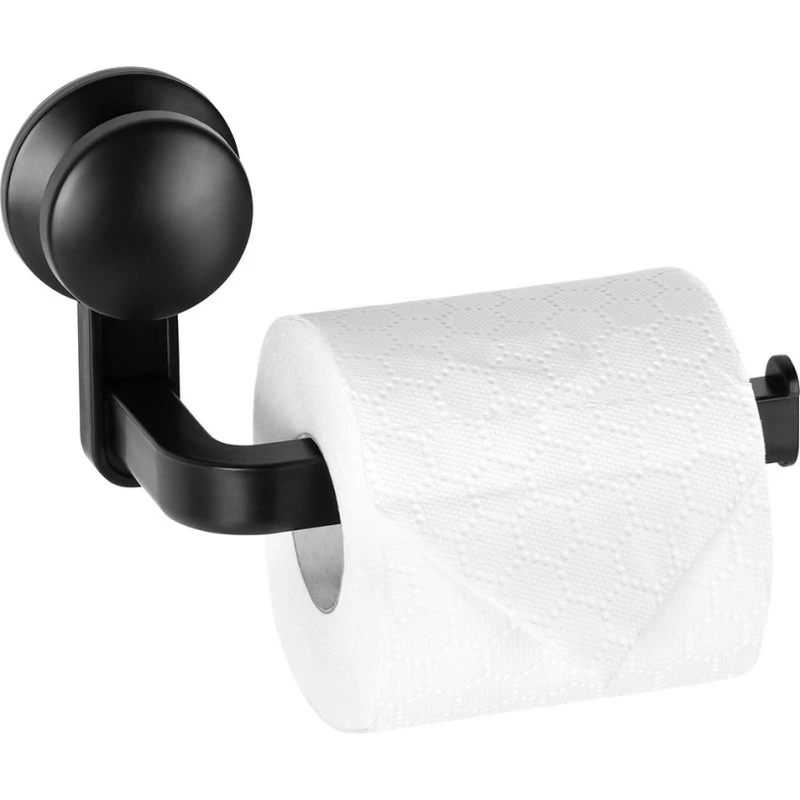 Toiletpapirholder med sugekop, sort, 16,5 cm