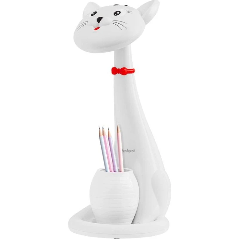 Rebel Cat Skrivebordslampe - Hvid med røde detaljer