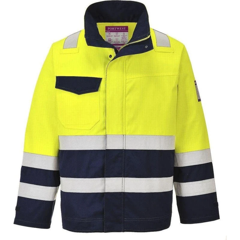 Portwest MV25 Hi-Vis MODAFLAME jakke gul/mørkeblå