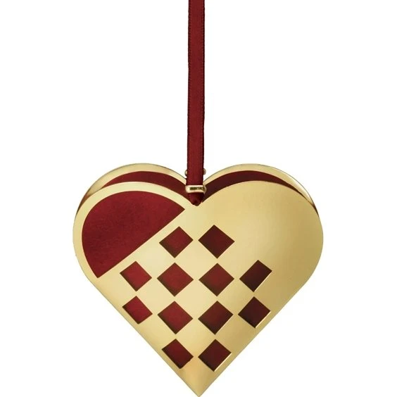 Nordahl Andersen H.C. Andersen Julehjerte i forgyldt messing, 8 cm