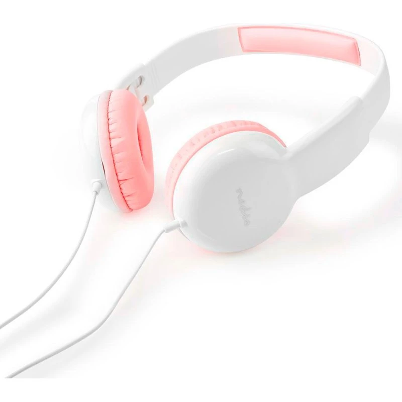 Nedis On-Ear Børnehøretelefoner - Hvid & Pink (82dB)